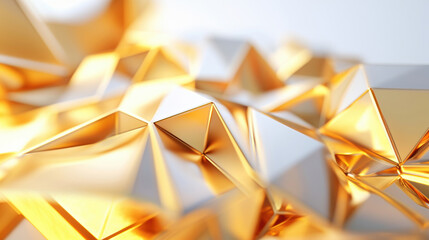 Poster - Close-up of elegant gold and silver polygon shapes in a high-shine, abstract 3D design perfect for luxury and branding themes.