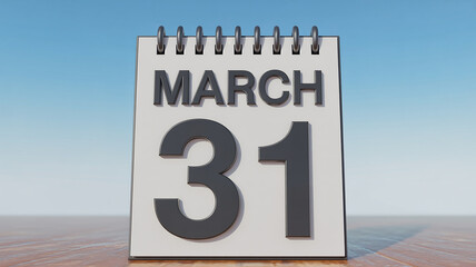 Poster - March 31st calendar page spring end of month
