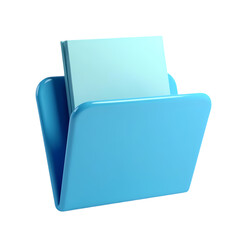 Poster - A light blue folder containing white papers in a digital rendering on a transparent background isolated on transparent backgruond