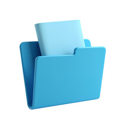 Poster - A blue folder with a light blue paper sticking out  in a studio shot isolated on transparent backgruond