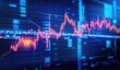 © Udin - Digital financial data visualization.  Fluctuating stock market trends overlaid on a complex technical interface.  High-tech, dynamic display of  financial information