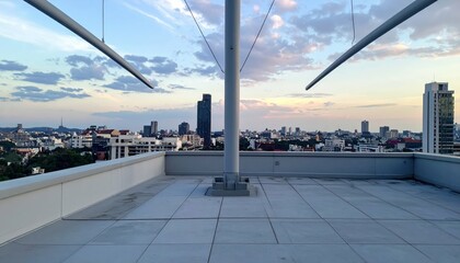 Poster - Expansive View from the Highest Point of a Rooftop at Sunset