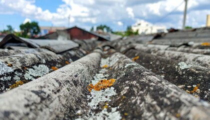 Poster - Close-Up View of Aged Textures on Rooftop Surfaces with Detail