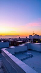 Poster - Rooftop Sunset View with Vivid Colors and Serene Atmosphere