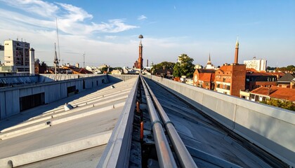 Poster - Light Interaction on Rooftop Surfaces Under Clear Blue Sky