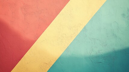 Poster - Textured Wall with Bold Diagonal Stripes in Red, Yellow, and Green