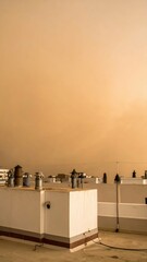 Poster - Rooftop View Under Dusty Sky with Sand Particles in Atmosphere