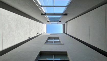 Poster - View Looking Down From Rooftop Skylight Into Modern Architectural Space