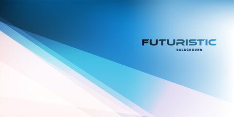 Poster - A futuristic background with abstract geometric shapes in blue and white. Clean lines and a dynamic layout create a sleek, modern design, perfect for digital projects, presentations and branding.