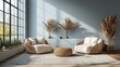 © Alokya - Modern living room interior design with wicker furniture.