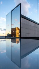Poster - Abstract Reflection on Rooftop Surface with Mirrored Elements