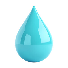Poster - A single turquoise droplet with a glossy surface isolated against  in a studio shot isolated on transparent backgruond
