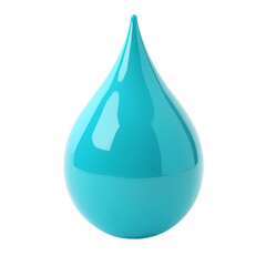Poster - A shiny turquoise water drop with a pointed tip against a solid  in a studio shot isolated on transparent backgruond