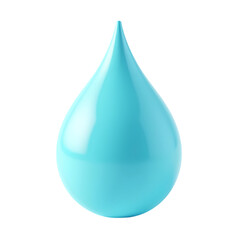 Poster - A single light blue water droplet with a pointed tip against  in studio shot isolated on transparent backgruond