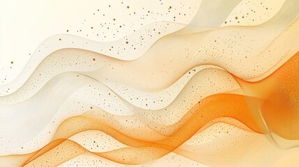 Poster - Abstract Flow of Soft Orange and White Waves in Artistic Design