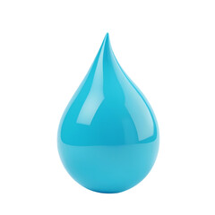 Poster - A single blue water drop with a glossy surface isolated against  in a studio shot isolated on transparent backgruond
