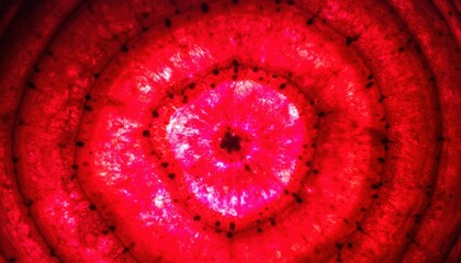 Poster - Vibrant red kaleidoscope display abstract art studio digital artwork creative environment close-up view visual exploration