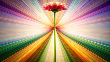 Poster - Vibrant flower blooming with colorful rays nature digital artwork abstract environment close-up viewpoint