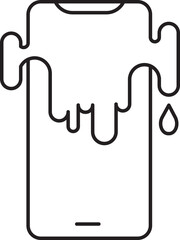 Poster - Minimalist illustration of smartphone with melting effect, symbolizing digital overload or device overheating. design is simple and monochromatic, emphasizing concept creatively