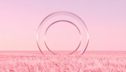 Poster - Surreal pink landscape abstract art nature minimalist setting wide angle view modern aesthetic