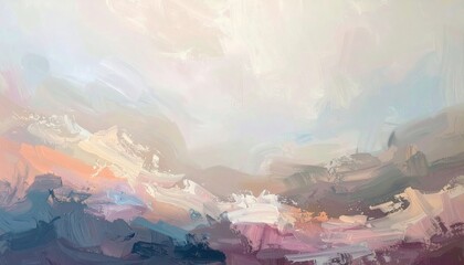 Poster - Abstract landscape art studio digital painting contemporary aerial view serenity and emotion