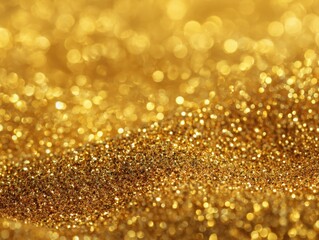 Poster - Golden Glitter Bed with Sparkling Texture, Soft Bokeh Effect, Abstract Background for Celebrations, Events, and Artistic Projects