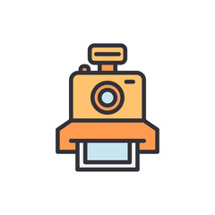 Poster - Vintage Style Instant Camera Icon With Photograph On Transparent Background