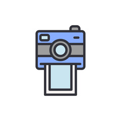 Poster - Trendy Instant Camera Icon With Photo Being Printed Illustration