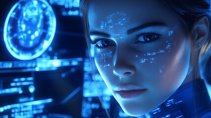 Poster - Cyberpunk Woman: Futuristic AI Digital Art