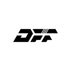 Poster - DFF logo: A bold and modern logo featuring a stylized geometric design with sharp lines and a strong visual impact. conveying a sense of speed and efficiency.