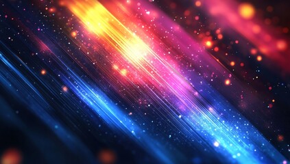 Wall Mural - Abstract Colorful Light Streaks Background with Glowing Particles