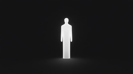 Poster - Glowing human form: A stark white silhouette stands against a dark background, creating a striking contrast and simple, minimalist aesthetic.