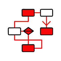 Poster - Red and white data flow diagram, for presentations and infographics