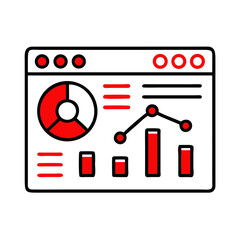 Aufkleber - Data dashboard icon, red and white, for web design