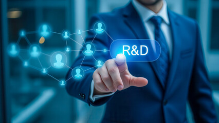 Poster - Business Professional Interacting with Innovative Research and Development Conceptualization