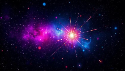 Wall Mural - vibrant multicolored cosmic burst, galaxy of dots against dark space, sci-fi, galaxies