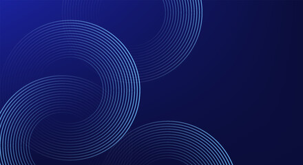 Wall Mural - abstract blue glowing geometric lines on dark blue background. modern shiny blue circle lines patter