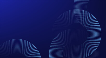Wall Mural - abstract blue glowing geometric lines on dark blue background. modern shiny blue circle lines patter