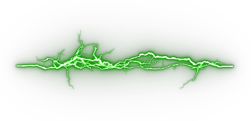 Poster - Green electricity blazing glow on transparent backgrounds 3d render png
