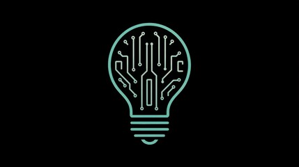 Poster - Design a light bulb icon with a circuit board pattern inside, symbolizing technological advancements and digital creativity.