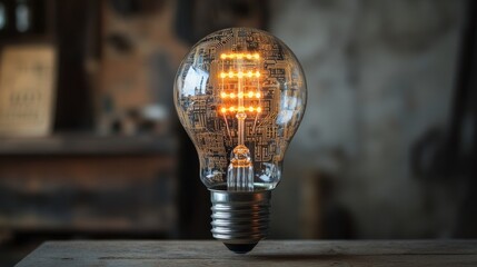 Poster - Design a light bulb icon with a circuit board pattern inside, symbolizing technological advancements and digital creativity.