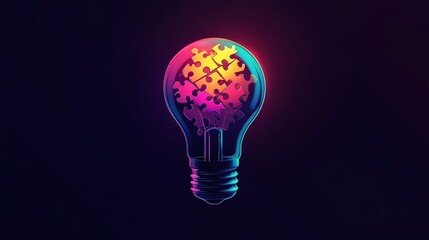 Poster - Design a light bulb icon with puzzle pieces inside, representing problem-solving and intellectual breakthroughs.