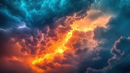 Wall Mural - dramatic rays of light breaking through stormy clouds, highlighting the contrast between darkness an