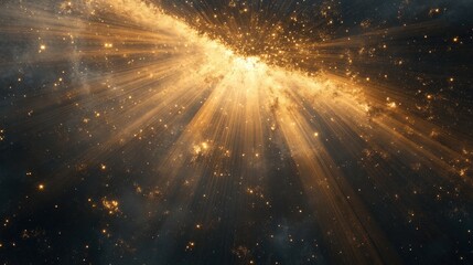 Poster - Dreamy rays of cosmic light stretching across a vast nebula, forming a breathtaking celestial scene.
