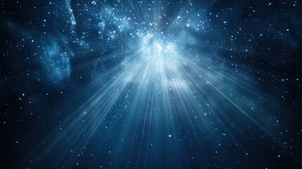 Poster - Dreamy rays of cosmic light stretching across a vast nebula, forming a breathtaking celestial scene.