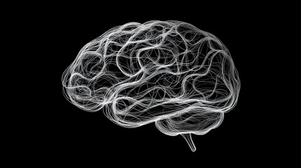 Poster - Illustrate a brain icon formed from a continuous line, representing the fluidity and interconnectedness of thought