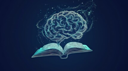 Poster - Illustrate a brain icon that merges with a book, symbolizing knowledge and learning.