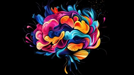 Leinwandbilder - Illustrate a brain icon with abstract shapes, giving it an artistic, dynamic feel