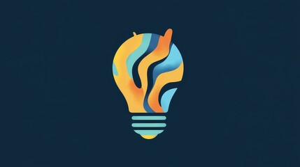 Poster - Illustrate a light bulb icon made of abstract, flowing shapes, representing the organic nature of ideas.