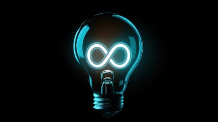 Poster - Illustrate a light bulb icon with a glowing infinity symbol inside, representing endless possibilities and limitless imagination.